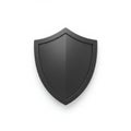 Black, glossy shield icon with a smooth, symmetrical design on a white background. It Royalty Free Stock Photo