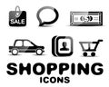 Black glossy shopping icon set Royalty Free Stock Photo