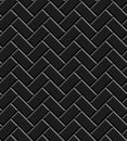 Black glossy subway tiles herringbone wall seamless pattern, vector Royalty Free Stock Photo