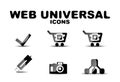 Black glossy web universal icon set Royalty Free Stock Photo