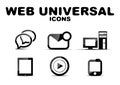 Black glossy web universal icon set Royalty Free Stock Photo