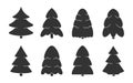 Black glyph Christmas forest tree icon vector set Royalty Free Stock Photo