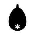 Black glyph icon Japanese loquat or medlar. Sea buckthorn isolated on a white background. Vector illustration with