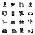 Train and railways glyph icon set 1.