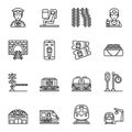 Train and railways line icon set 1.