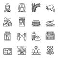 Train and railways line icon set 2.