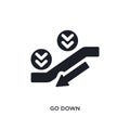 black go down isolated vector icon. simple element illustration from accommodation concept vector icons. go down editable logo Royalty Free Stock Photo