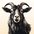 Hand Drawn Goat Illustration With Intense Gaze Royalty Free Stock Photo