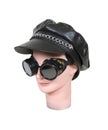 Black goggles and chained hat Royalty Free Stock Photo