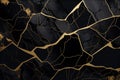 Black and gold abstract kintsugi background