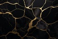 Black and gold abstract kintsugi background