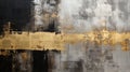 Abstract Gold And Black Painting With Weathered Materials Style