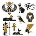 Black and gold ancient Egyptian silhouettes