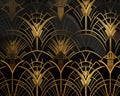 Black and gold art Deco pattern is a seamless background for luxury designs.