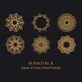 Mandala vector luxury illustrations set. Golden decorative ornaments Royalty Free Stock Photo