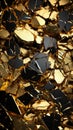 a black and gold background with broken pieces of glass Royalty Free Stock Photo