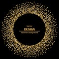 Black and gold background with circle frame and space for text. Vector glitter decoration, golden dust. eps10 Royalty Free Stock Photo