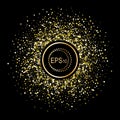 Black and gold background with circle frame and space for text. Royalty Free Stock Photo