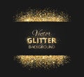 Black and gold background with glitter frame Royalty Free Stock Photo