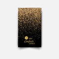 Black and gold background with glitter frame and space for text. Vector glitter decoration, golden dust. Royalty Free Stock Photo
