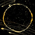 Black and gold background - gold overlay circle, ribbon, confetti