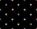 Black and gold background with shiny glitter dots decoration