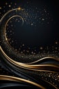 A Black And Gold Background With Stars And Swirls Royalty Free Stock Photo
