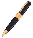 Black & gold ball pen vector or color illustration