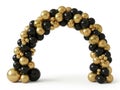 Black and gold balloon arch isolated on white background Royalty Free Stock Photo