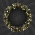 Black and gold card with gold circle frame Royalty Free Stock Photo