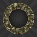Black and gold card with gold circle frame Royalty Free Stock Photo