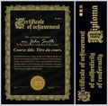 Black and gold certificate. Template. Vertical.