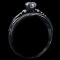 Black gold coating engagement ring with diamond gem