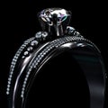 Black gold coating engagement ring with diamond gem Royalty Free Stock Photo