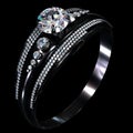 Black gold coating engagement ring with diamond gem.