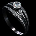 Black gold coating engagement ring with diamond gem