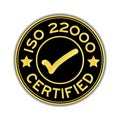 Black and gold color ISO 22000 certified round sticker