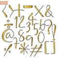 Black gold colorful ink alphabet letters.Hand drawn written with Royalty Free Stock Photo