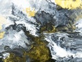 Black with gold creative abstract hand painted background, marble texture, abstract ocean