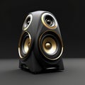 Contemporary Black And Gold 3d Speaker On Black Background Royalty Free Stock Photo