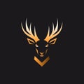 Black And Gold Deer Head Logo: Strong, Angular Graphic Design