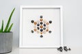 Black and Gold Dice Mandala Framed Art