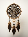 A black and gold dream catcher hanging on a wall Royalty Free Stock Photo