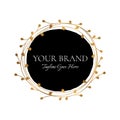 Black and Gold Elegant Circle Leaf Logo Design Frame