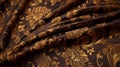Luxurious Brown And Gold Floral Brocade Fabric Inspired By Gutai Group