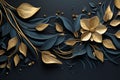 black and gold flowers background