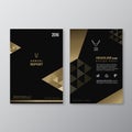 Black and Gold Flyer design vintage Abstract Triangle shape Layout Poster Brochure vector template