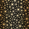 Black gold foil circles seamless vector pattern background. Modern stylish dots metallic backdrop. Elegant champagne