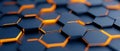 Black gold futuristic hexagonal grid glowing edges symbolizing cyber aesthetics digital evolution AI driven technological