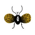 Black and gold glitter bug beetle, celestial vector fairy insect golden illustration